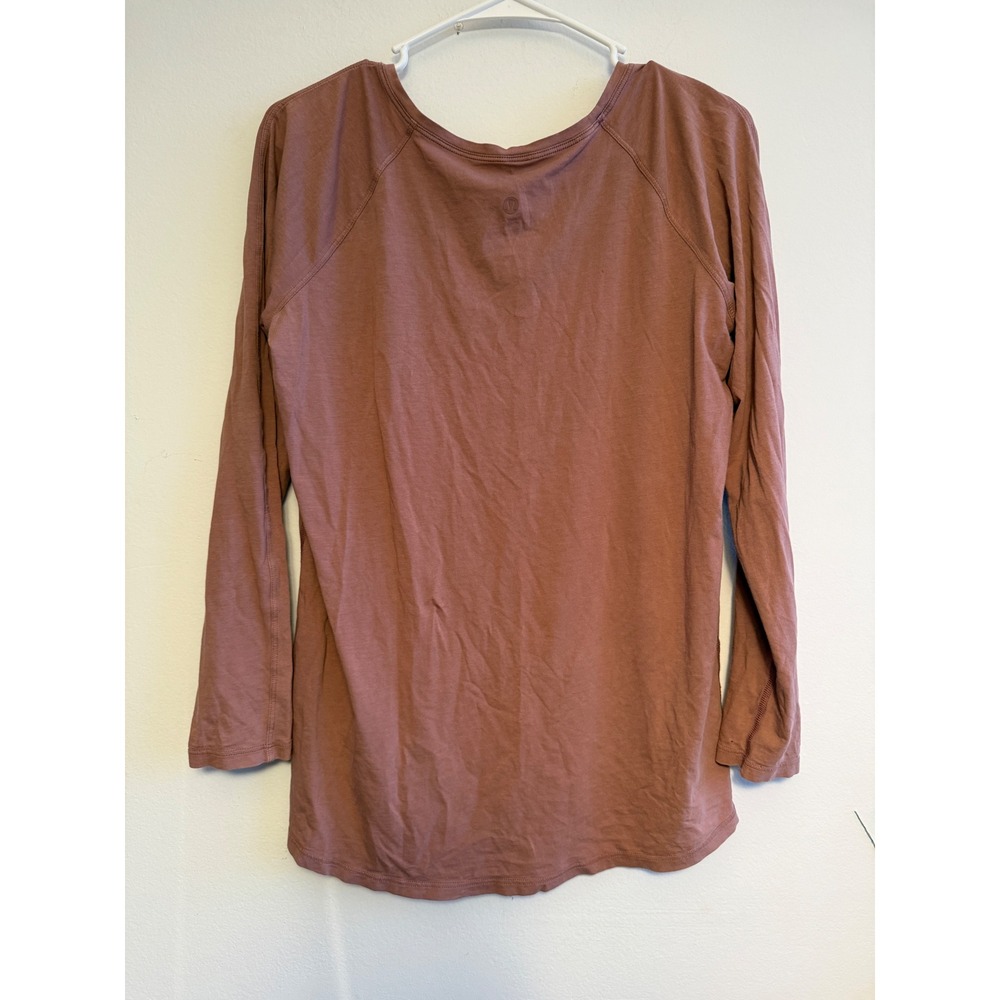 Lululemon Womens Long Sleeve Raglan Top Mauve High-Low Hem Activewear 2727